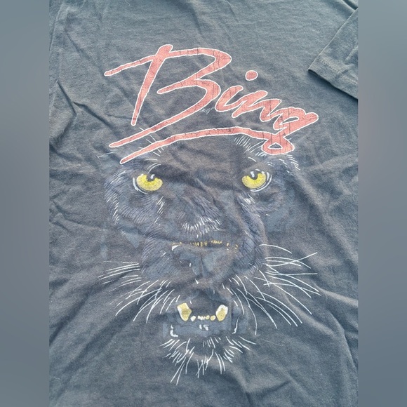 Anine Bing Walker Panther Cat Organic Cotton Distressed Vintage Charcoal Tee - Picture 3 of 9